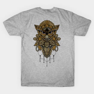 Elegant golden steampunk owl. T-Shirt